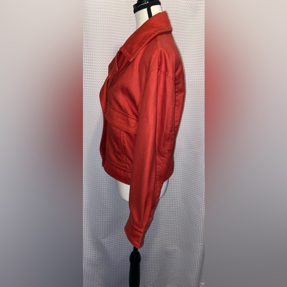 Women’s Banana Republic dune red hemp blend crop Amelia flight Jacket size small - Picture 10 of 16